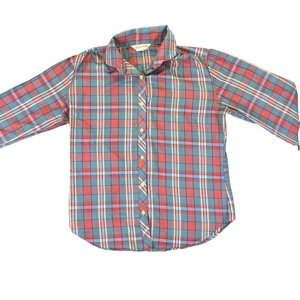 Vintage Laura Mae Plaid Button-Up Long Sleeve Shirt